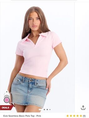 Seamless Pink Polo Crop Top